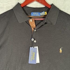 Polo Ralph Lauren Polo Shirt Mens 2XLT 2XL Tall Black Soft Cotton Long Sleeve